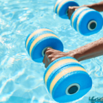 An infographic titled 'Water Exercises' demonstrating various exercises that can be performed in water for rehabilitation and fitness purposes. The graphic includes illustrations of different exercises and text explaining their benefits.
